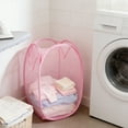 thumbnail image 1 of JUSEO Foldable Laundry Hamper – Pink Mesh Basket 11.02 × 11.02 × 15.75 Inch, 1 of 6
