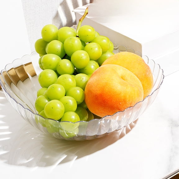 JUSEO Fruit Bowl Lightweight & Stylish, Clear Plastic Snack and Fruit Serving Bowl, Clear Kitchen Utensils