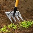 thumbnail image 1 of JUSEO Garden Hoe Rake C – Four-Tine Steel Weeding Tool, 1 of 9