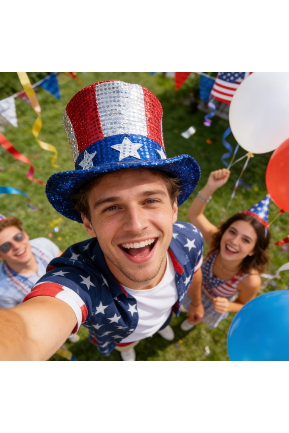 Independence Day Sequined Flag Hat A Uncle Sam Top Hat - Independence Day Accessories