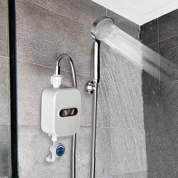 KUKIDSVO Instant Water Heater Shower Mini Tankless Integrated Electric Shower Unit, US Plug 110V Bathroom Accessories