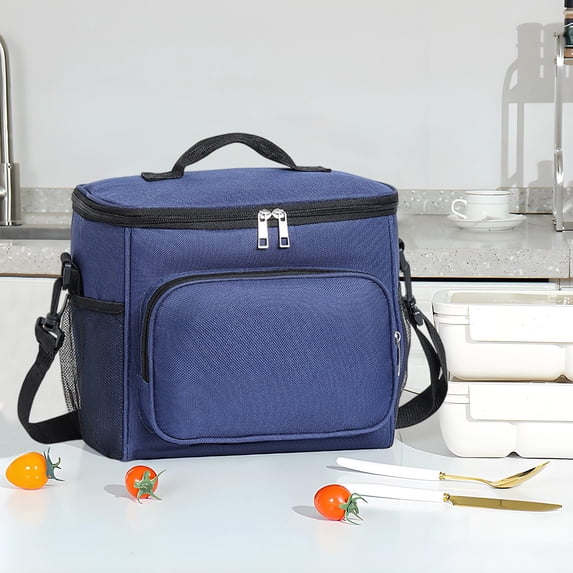 JUSEO Insulated Lunch Bag, Thermal Tote Bag, Blue Storage and Organization
