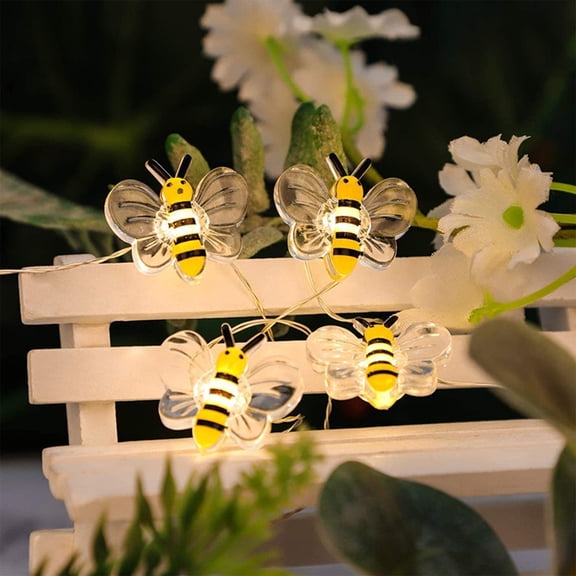 VAJUSO LED String Lights Honeybee Design 3.28ft / 100cm 10 LEDs Battery Operated (2AA, Batteries Not Included)(Yellow)