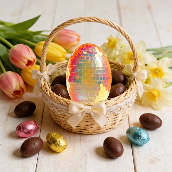 VAJUSO Lighted Mirror Easter Egg Decoration Orange (Battery Not Included) Easter Decorations