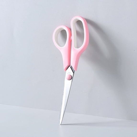 JUSEO Office Scissors, Stainless Steel Craft Scissors with Rubber Handle Macaron Colors, Pink Kitchen Utensils