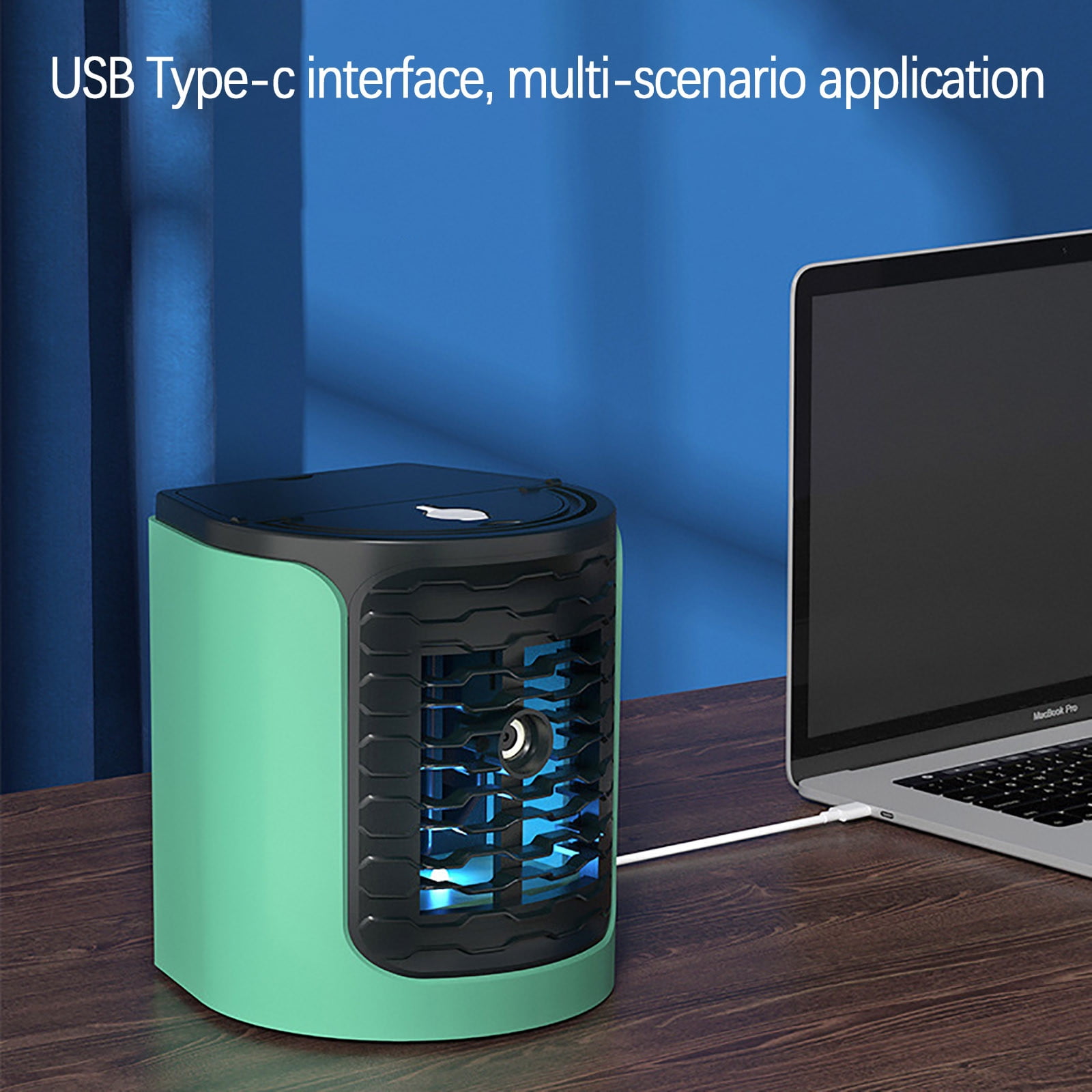 VAJUSO Quiet Portable Water-Cooled Fan, Quick Top Refill, Desktop Air Cooler for Home Dorm Desk Bedroom(Green)