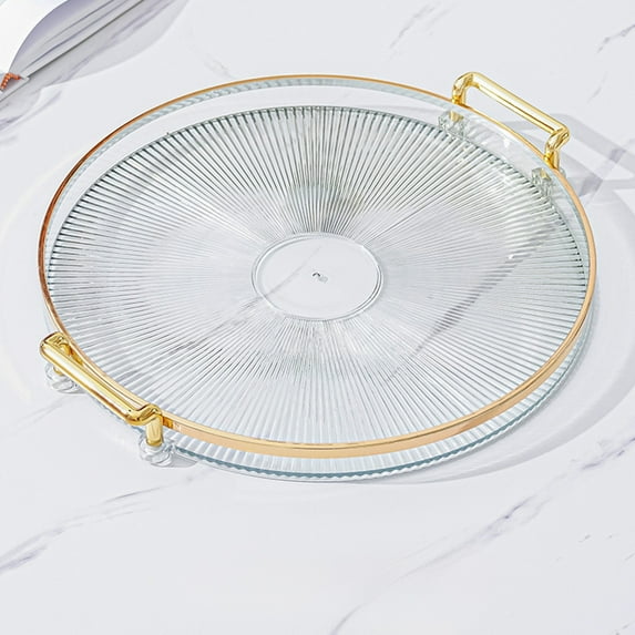 JUSEO Round Serving Tray, Clear Kitchen & Dining
