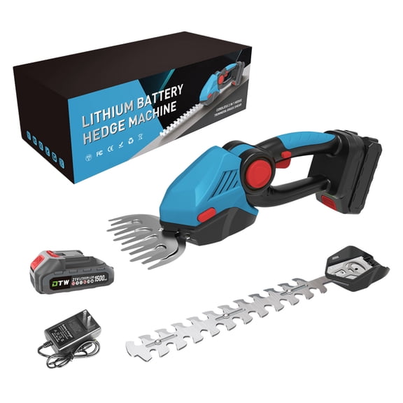 VAJUSO Small Grass Mower, Blue Rechargeable Lithium Cordless Hedge Trimmer and Weeding Cutter (EU Plug)