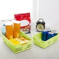 thumbnail image 1 of VAJUSO Small Plastic Desktop Storage Basket with Handle, Drain Basket Organizer Box for Remote, Snacks, Toiletries, Kitchen, or Office Use(Green), 1 of 6