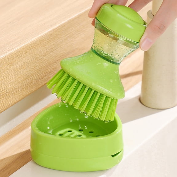 VAJUSO Soap Dispensing Palm Brush Set, Kitchen Dish & Pot Cleaning Brush with Drain Base - Cleaning Tools