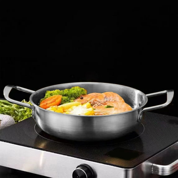 VAJUSO Stainless Steel Ramen Pot 7.87" Double Handle Noodle Soup Pot, Durable Thickened Cooking Pot for Home Kitchen, Easy Cleaning(Silver)