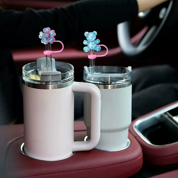 VAJUSO Straw Cover 0.39 In Diameter Reusable Cartoon Drinking Straw Topper Protector for Cups & Party Decorations (B)