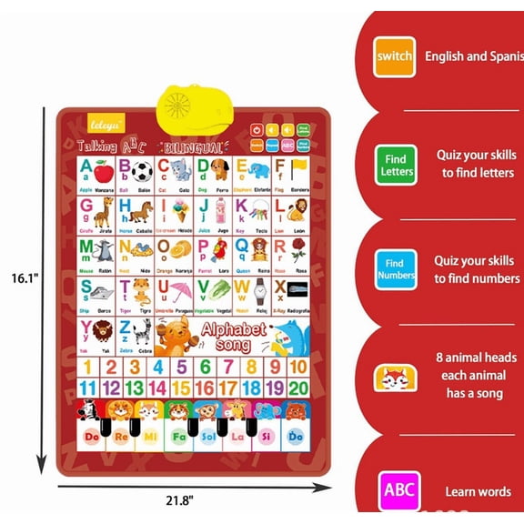 VAJUSO Talking Wall Chart – English Learning Educational Poster for Kids(Blue)