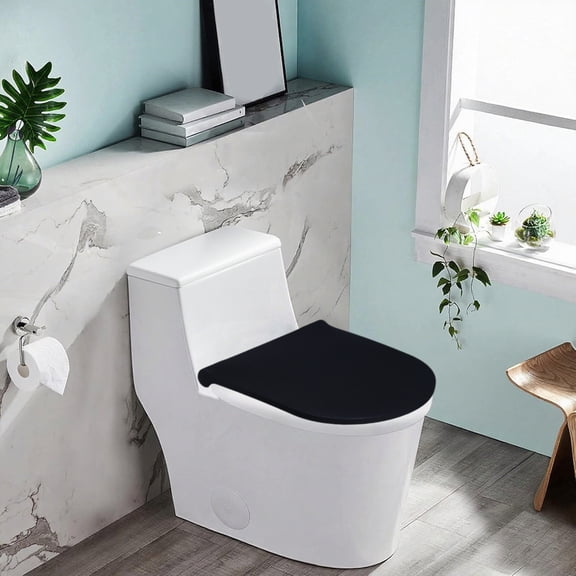 JUSEO Toilet Dust Cover Solid Color Bathroom Toilet Seat Cover, Black Bathroom Decor