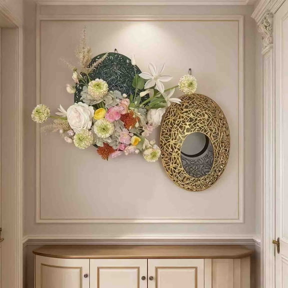 VAJUSO Wall Flower Vase – European Style Iron Bird Nest Design Decorative Vase Style C