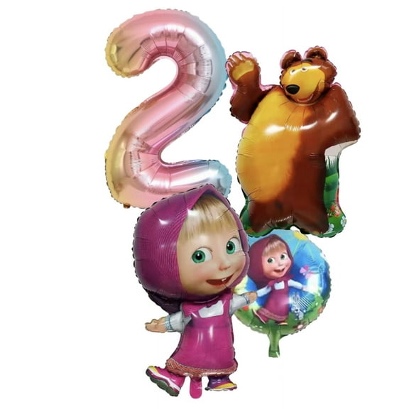 Masha and the bear balloon bouquet for toddler party decorations