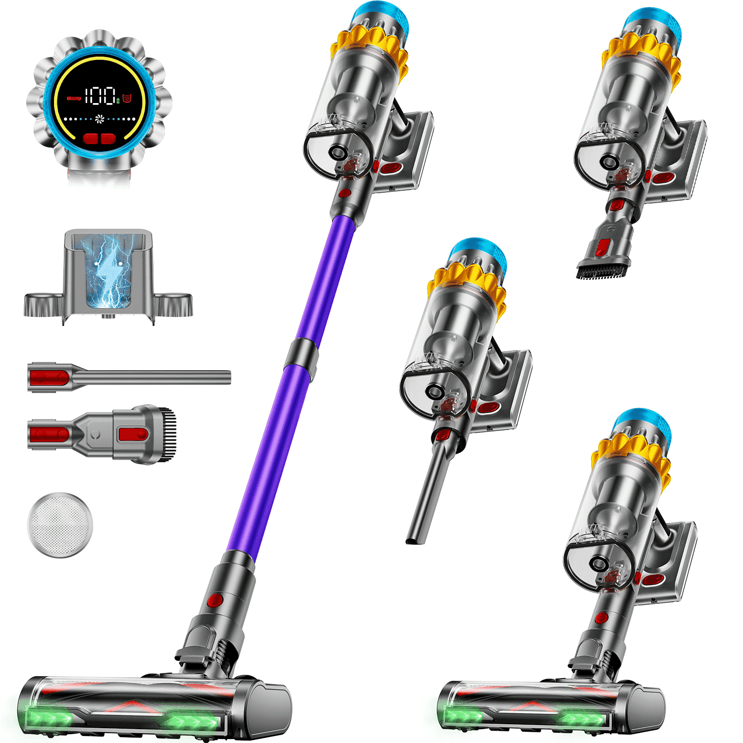 VAKERR Cordless Vacuum Cleaner, 55KPA/550W/ 60Mins 2500mAh Stick Vacuum for Home Hardwood Floor Carpet Pet Hair
