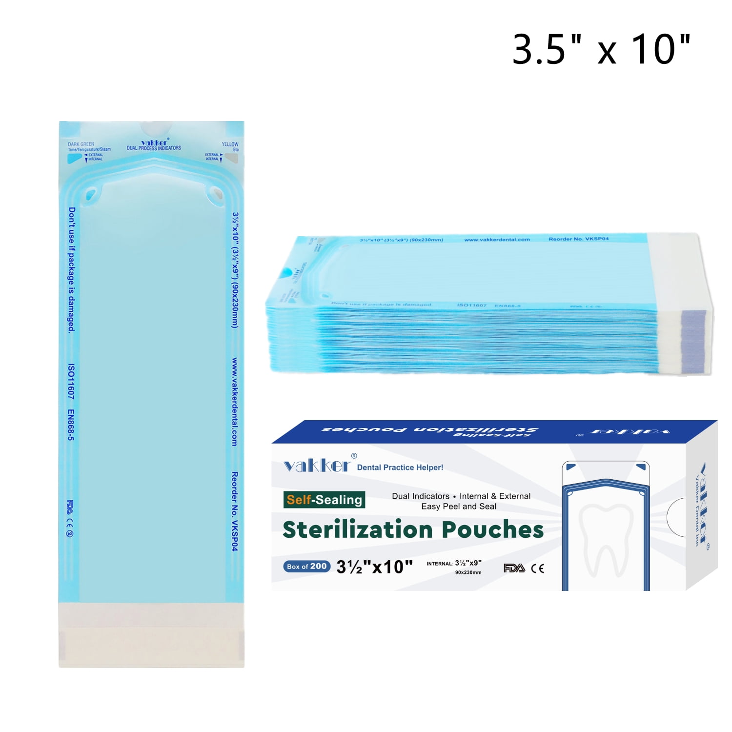VAKKER Dental Medical Grade Self Seal Sterilization Pouches VKSP04 Autoclave Pouch for Dental