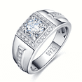 thumbnail image 1 of VAKKI 1CT Moissanite Ring Mens Wedding Band 14K/White Gold Plated 925 Sterling Silver Pave Round Cut 0.51Ct Cubic Zirconia Engagement Rings, 1 of 5
