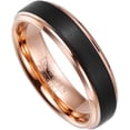 thumbnail image 1 of VAKKI 6mm Tungsten Rings with Rose Gold Plated Beveled Edge Brushed Polished Size 5-12, 1 of 5