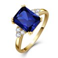 thumbnail image 1 of VAKKI 925 Sterling Silver 14K Gold Plated Emerald Cut Sapphire Ring Birthstone Rings Size 5-10, 1 of 5