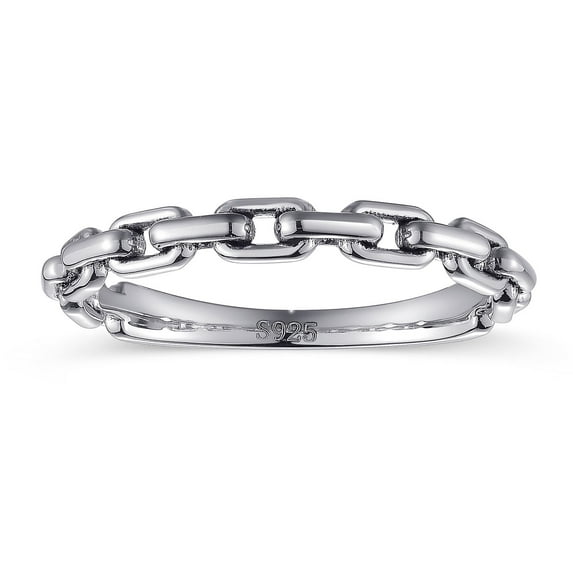 VAKKI 925 Sterling Silver Womens Chain Link Rings Simple Rings Vintage Statement Stacking Rings Size 5-9