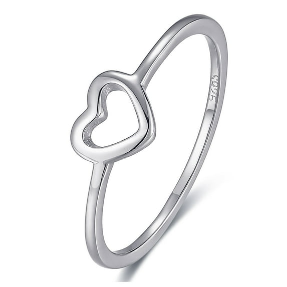VAKKI 925 Sterling Silver Womens Heart Rings Simple Rings Vintage Statement Stacking Rings Size 5-9