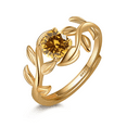 thumbnail image 1 of VAKKI Citrine Ring 925 Sterling Silver Leaf Rings for Women 14K Gold Plated Adjustable Vine Engagement Band, 1 of 1