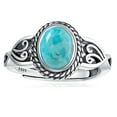 thumbnail image 1 of VAKKI Oval Turquoise Adjustable Rings for Women 925 Sterling Silver Vintage Statement Rings, 1 of 3