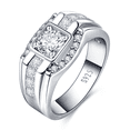 thumbnail image 1 of VAKKI Round Cut Moissanite Men's Engagement Rings 925 Sterling Silver 14K /White Gold Plated Promise Ring, 1 of 5