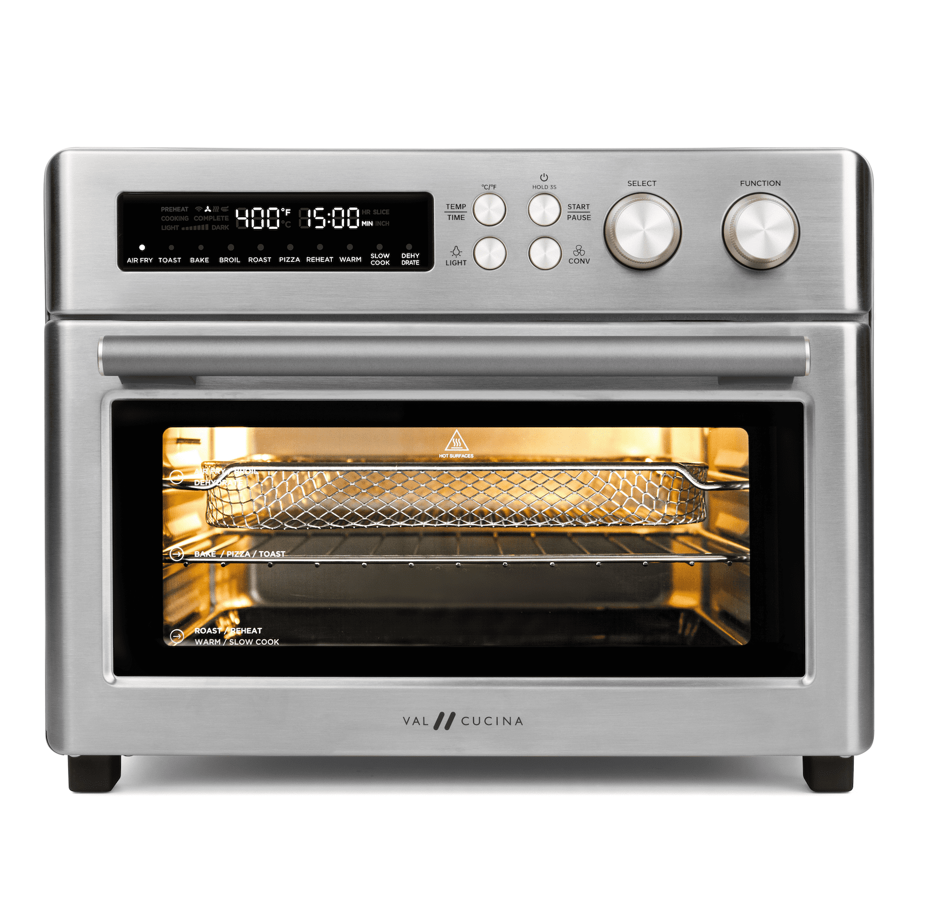 VAL CUCINA Silver Digital 6-Slice Air Fryer Toaster Oven