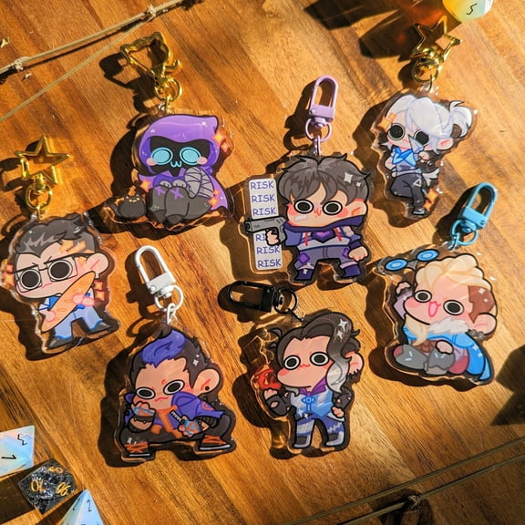 VAL Keychain | 2.3" Charms ft. Chamber, Omen, Yoru, Iso, Fade, Sova, Jett, & Cypher (1 keychain)