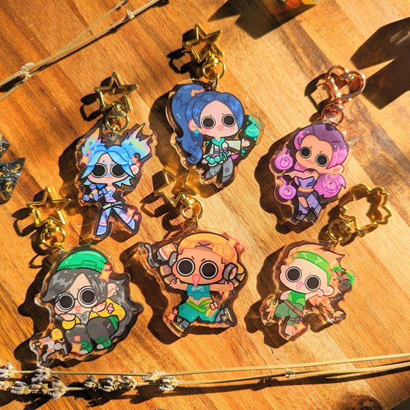 VAL Keychain | 2.3" Charms ft. Reyna, Sage, Neon, Skye, Raze, Killjoy, & Gekko (1 keychain)