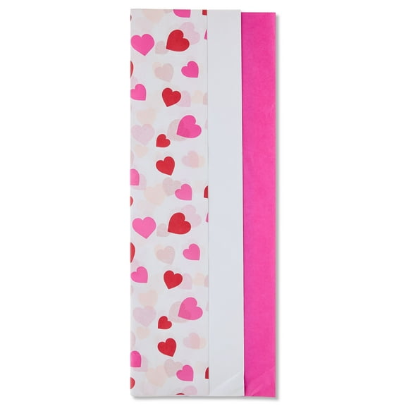 Hearts Gift Tissue Paper, Pink and White, 12 Sheets, Valentine's Day by Way To Celebrate