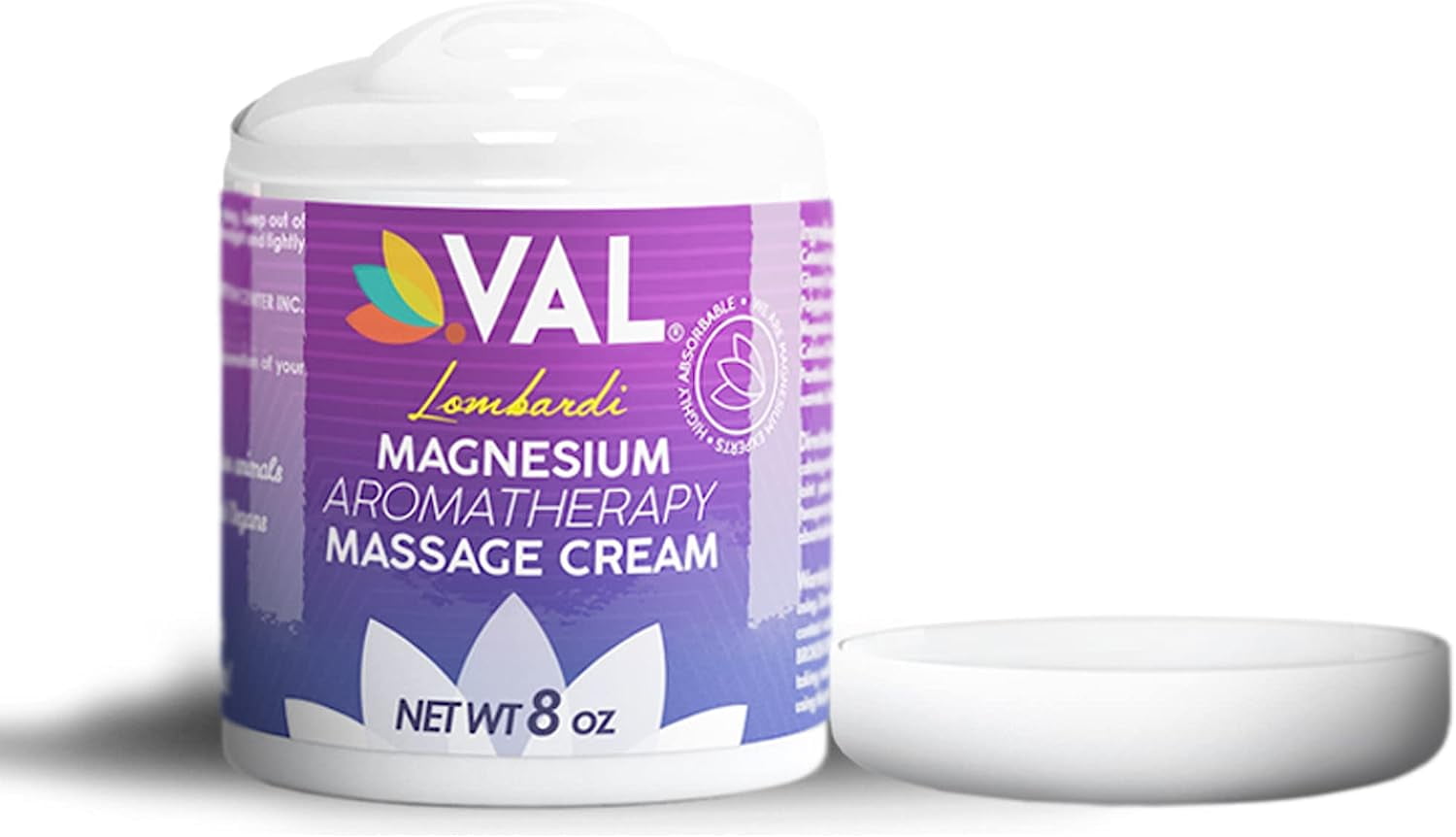 VAL Topical Magnesium Dual Purpose Massage Cream, MSM and Organic Oils, 8oz