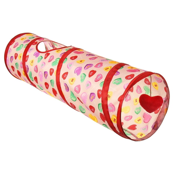 Vibrant Life Valentine's Day Conversation Hearts Cat Tunnel, Multicolor, 34" x 10"
