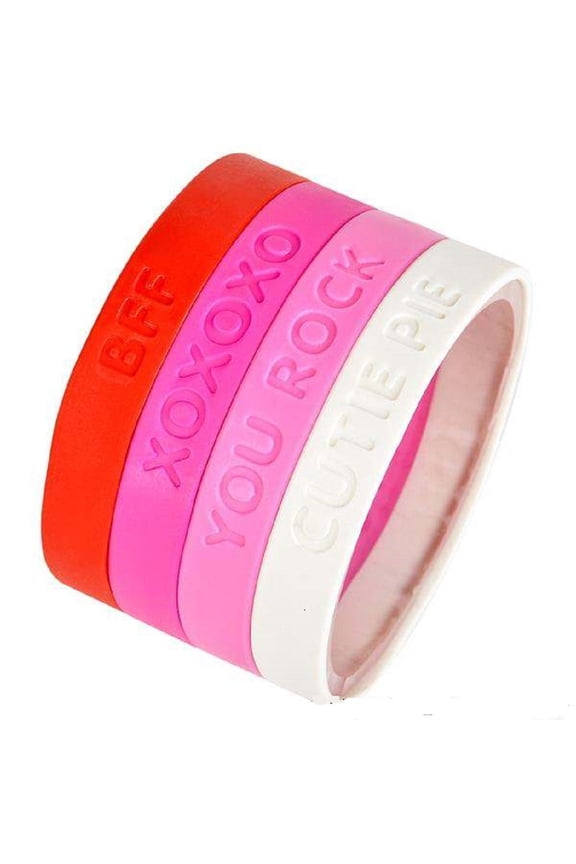 VALENTINE'S RUBBER BRACELETS- 24 Pieces-8'
