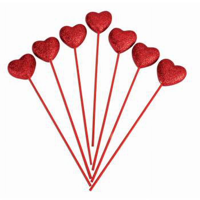 VALENTINES GLITTER HEART PICKS 12 PACK