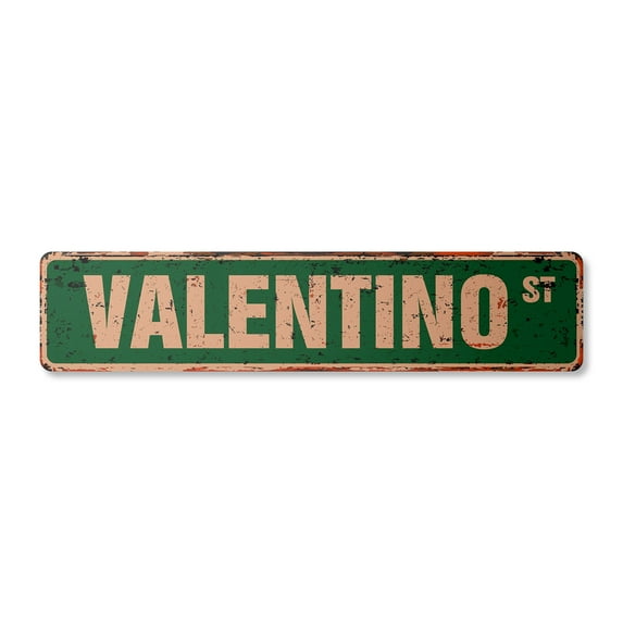 VALENTINO Vintage Plastic Street Sign Childrens Name Room Sign | Indoor/Outdoor | 24" Wide