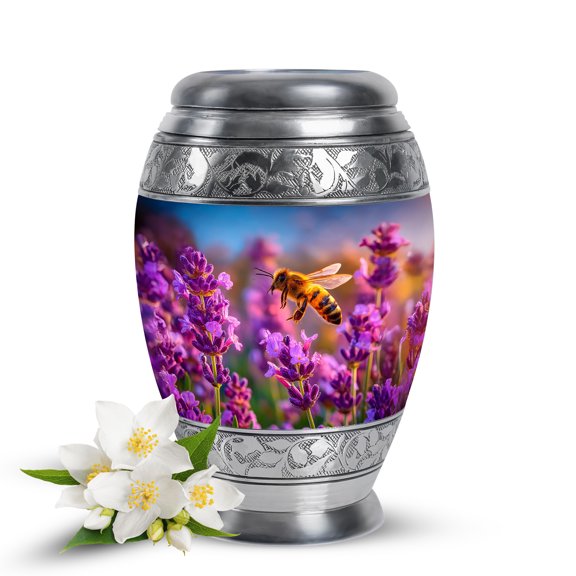 VALERASH Bee Keepsake Urn for Ashes for Women - Mini Blue Memorial Cremation Urns for Human Ashes Adult Man - Mini Pink Flower Urn Funeral Gift for Mom - 3 Inch