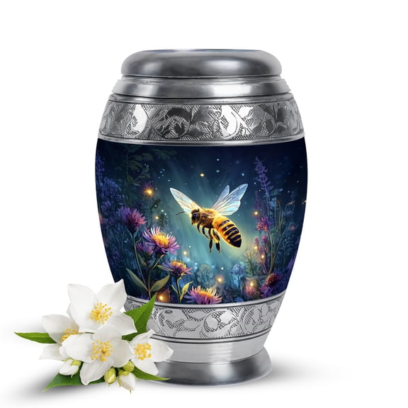 VALERASH Bee Small Cremation Urns for Human Ashes Adult Female - Keepsake Black Urn for Ashes for Women - Keepsake Flower Funeral Decorative Memorial Gift for Mom - 3 Inch