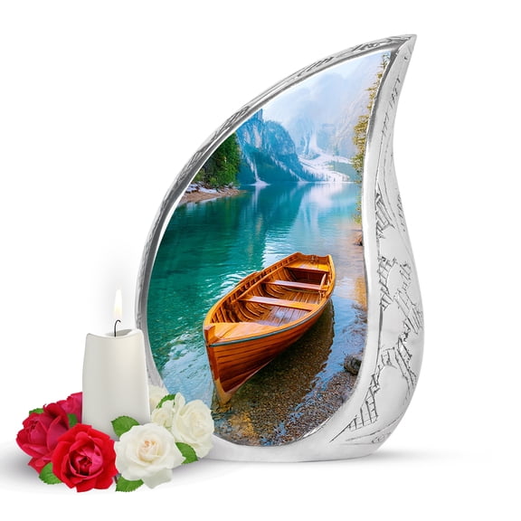 VALERASH Boat Drop Urn for Ashes for Women & Man - Small Blue Cremation Urns for Human Ashes Ocean Memorial Urns for Mother & Father- 3 Inch