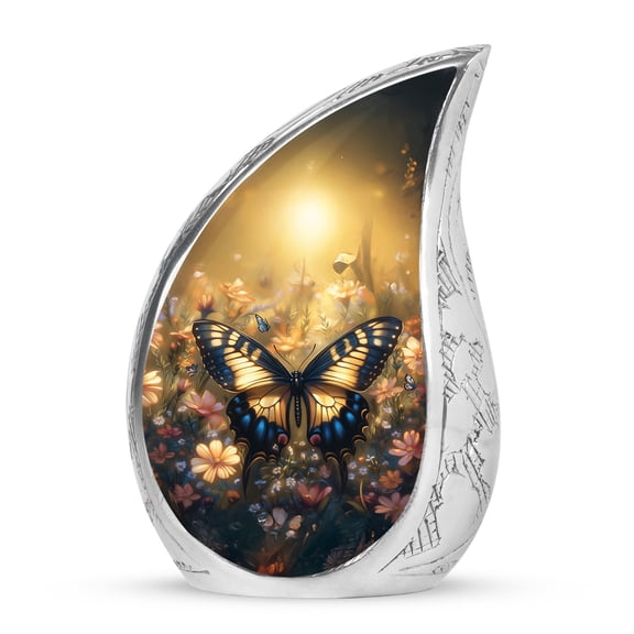VALERASH Butterfly Keepsake Urns for Human Ashes Adult Female - Tiny Brown Urns for Human Ashes - Flower Mini Urn for Man & Women - Mini Memorial Urn for Adult Mom - 3 Inch
