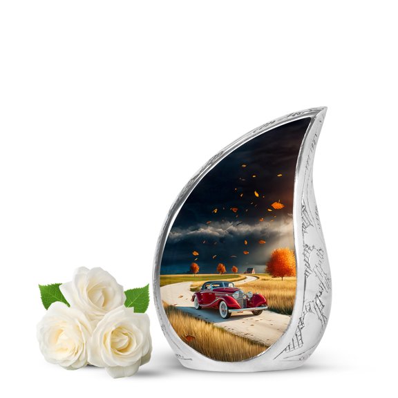 VALERASH Car Small Urn - Black Burial Urns for Human Ashes Adult Male & Female Teardrop Urn for Ashes- 3 Inch