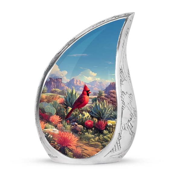 VALERASH Cardinal Bird Teardrop Small Urns for Human Ashes Adult Man 3 Inch - Blue Cremation Urns for Human Ashes- 3 Inch