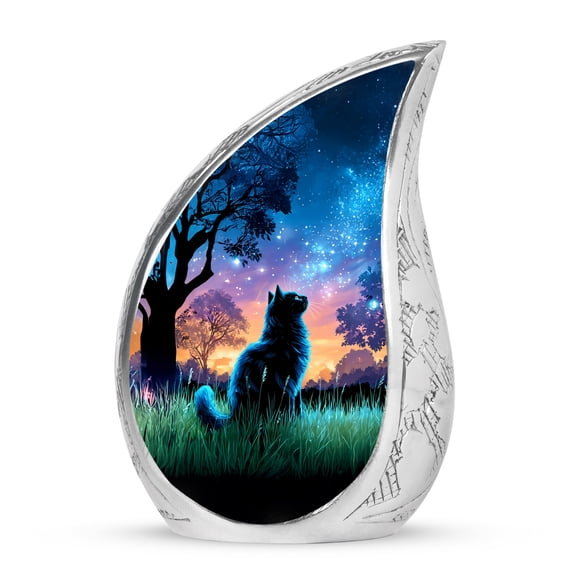 VALERASH Cat Teardrop Urn for Ashes Adult Male & Female - Keepsake Drop Blue Cremation Urn for Ashes for Women & Man- 3 Inch