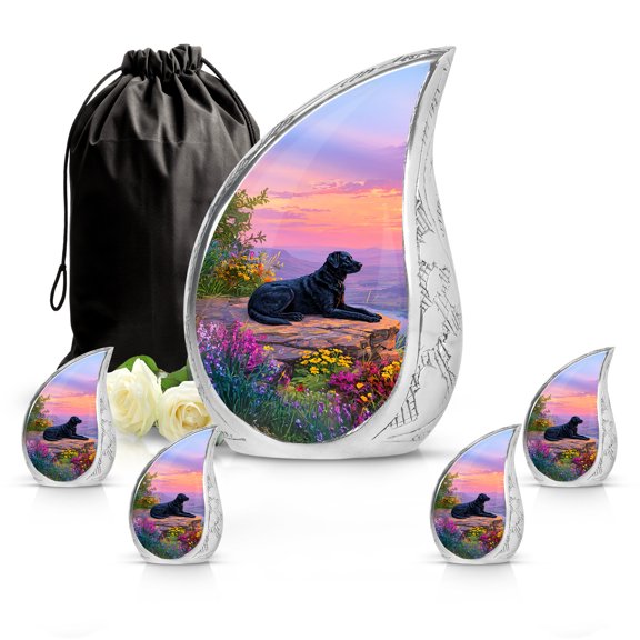 VALERASH Dog Memorial Urns for Human Ashes - Pink Teardrop Cremation Urns for Adult Male Decorative Urn for Loss of Mom - 10 & 3 Inch