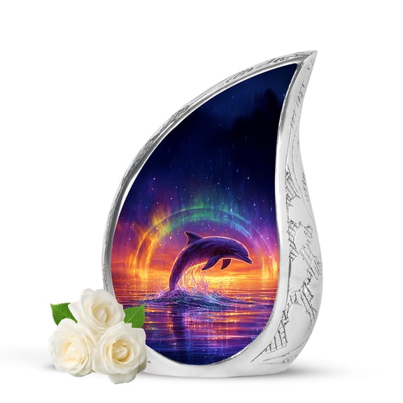 VALERASH Dolphin Urns for Human Ashes Adult Father - 3 Inch Mini Teardrop Urn Blue Mini Urns for Human Ashes- 3 Inch