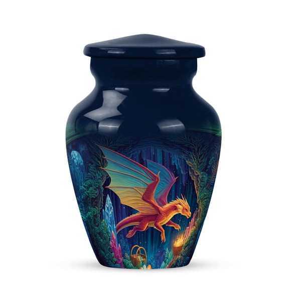 VALERASH Dragon Keepsake Memorial Urns for Human Ashes Adult Man - Mini Green Funeral Urn for Ashes for Women Tiny Blue Cremation Urn for Mother - 3 Inch