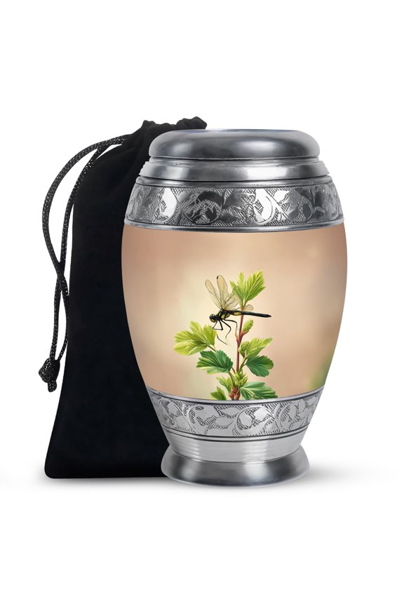 Dragonfly Cremation Urns for Human Ashes Adult Man - Large Brown Memorial Urn - Burial Funeral Urns for Adult Male -10 Inch